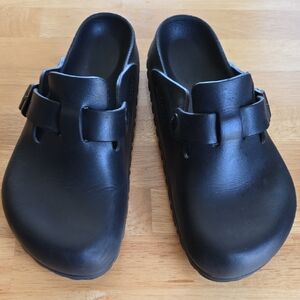 Black Slip-On Clog Mules Narrow